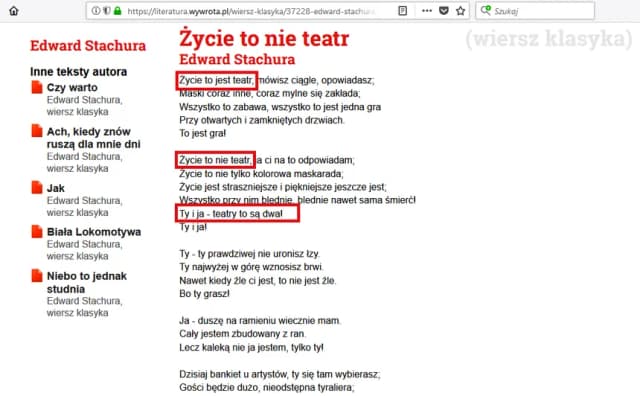 Analiza wiersza Stachury Życie to nie teatr – prawda czy iluzja? Analiza wiersza Stachury Życie to nie teatr – prawda czy iluzja?